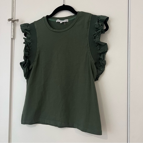 English Factory Ruffle Sleeve Blouse Dark Green - Picture 5 of 7